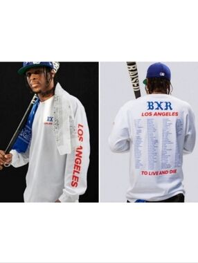 Born X Raised New Era Dodgers To Live And Die In LA Long Sleeve Tee White Large